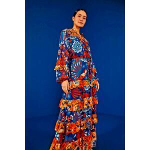 Farm Rio, Mixed Pineapple Flowers Maxi Dress, Size Medium, New